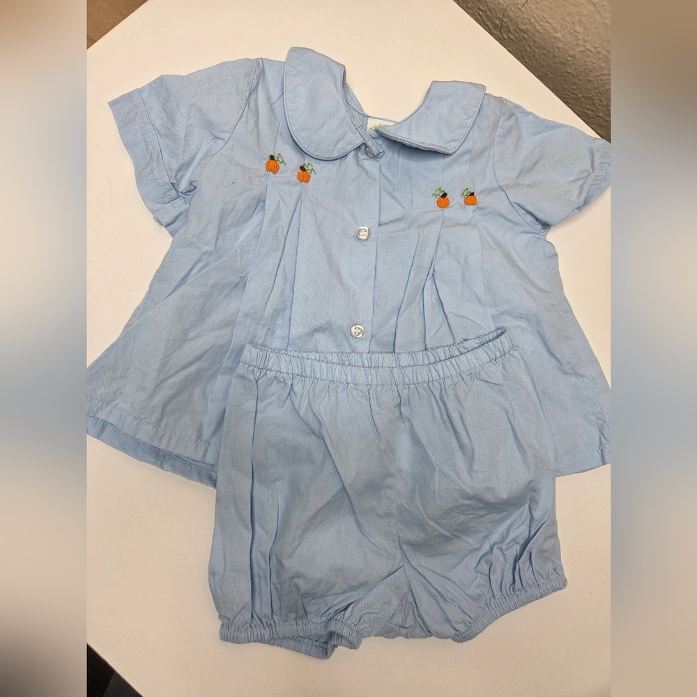Grace And James Baby Clothing Embroidered Pumpkin Blue 18 Months